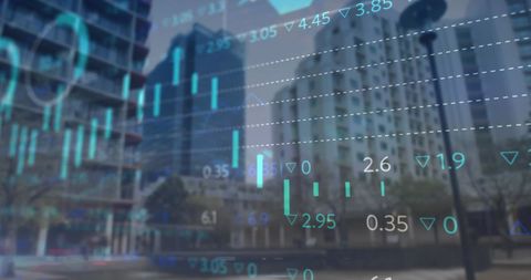 Stock Market Data Overlaid on Urban Skyline - Download Free Stock Images Pikwizard.com