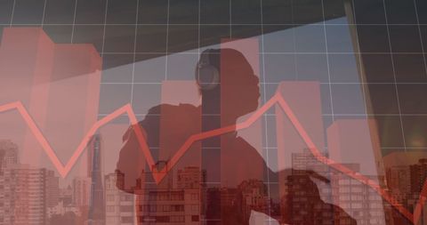 Running Graphs Overlapping Cityscape and Businessman Profile - Download Free Stock Images Pikwizard.com