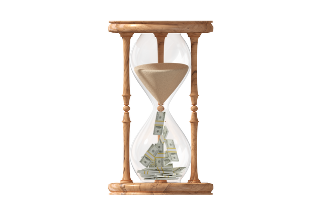 Transparent hourglass with money symbolizing time and financial gains - Download Free Stock Videos Pikwizard.com