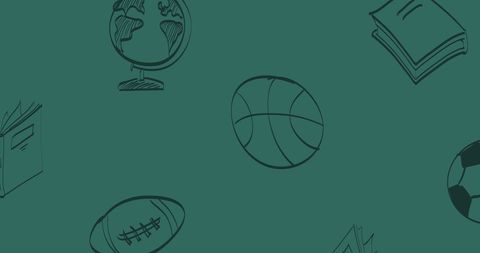 Educational Themed Chalkboard with Sports and Books Artwork