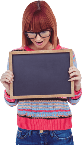 Transparent Hipster Woman with Blank Blackboard - Download Free Stock Videos Pikwizard.com