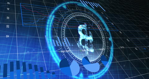 Shows an animated financial data overlay with a prominent glowing dollar symbol. Suitable for illustrating concepts in digital finance, economic analysis, and modern financial markets. Can be used for presentations, financial reports, or educational materials on global economies and digital transactions.