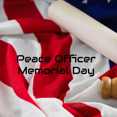 peace officer memorial day digital tribute with flag and gavel - Download Free Stock Templates Pikwizard.com