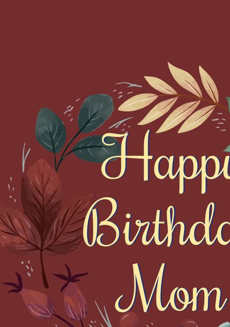 Autumn Themed Happy Birthday Mom Card with Leaves and Decorative Elements - Download Free Stock Videos Pikwizard.com