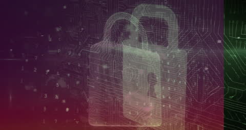 Digital Padlock with Abstract Circuitry Background