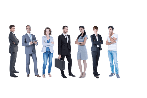 Diverse Business Team Posing Standing Transparent Background - Download Free Stock Videos Pikwizard.com