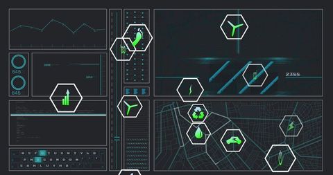 Futuristic Operations Dashboard Interface Highlighting Analytics and Data
