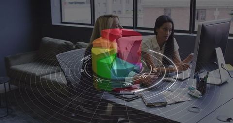 Colleagues Collaborating on Project Insights in Modern Office