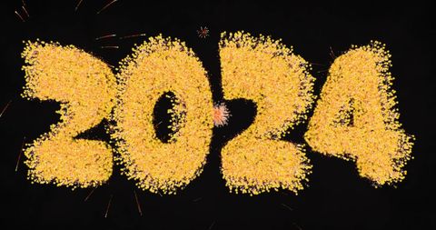 2024 new year fireworks celebration on dark background