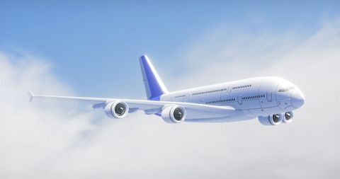 Airplane Soaring Against Clear Sky Over White Clouds - Download Free Stock Images Pikwizard.com
