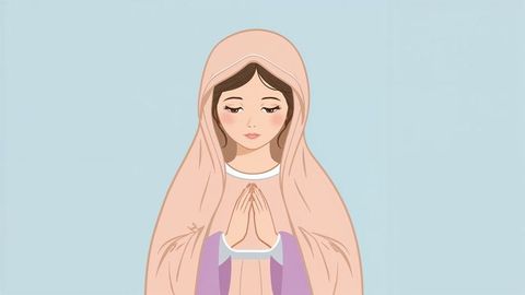 Serene the virgin mary woman in prayer pose illustrating spiritual devotion