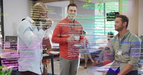 Software developers brainstorming in modern office