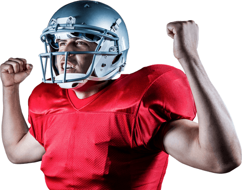 Transparent Cheering Football Player Wearing Red Uniform