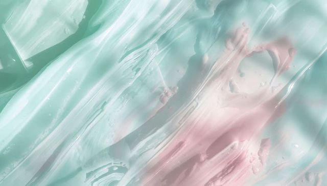 Mint and pale pink paint smear flowing diagonal abstract pastel texture background