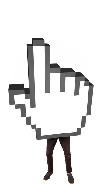 Man Holding Large Pixelated Cursor Icon on Transparent Background - Download Free Stock Videos Pikwizard.com