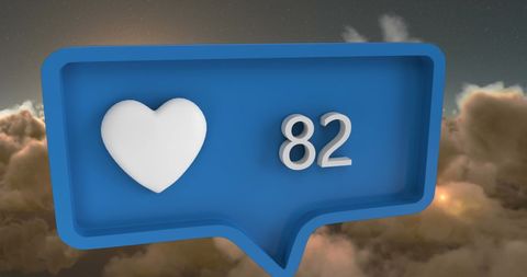 Digital Heart Icon in Sky Conceptual Social Media Imagery