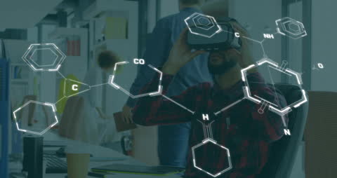 Man Engaging with Virtual Reality Chemistry Models