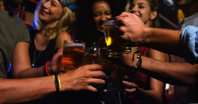 Group of Friends Toasting with Beer at Party - Download Free Stock Images Pikwizard.com