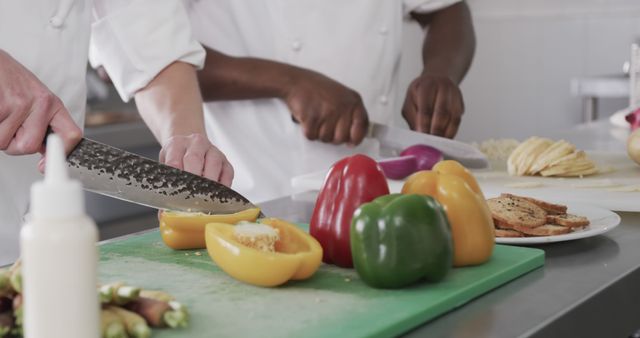 Chefs in Professional Kitchen Preparing Vegetables for Meal - Download Free Stock Images Pikwizard.com