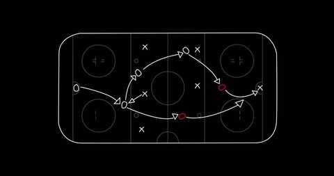 Hockey Strategy Chalkboard on Black Background