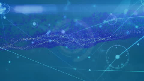 Abstract Digital Network with Blue Connections and Wave