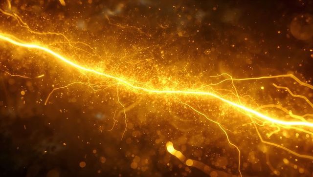 Vibrant golden energy filament in cosmic space