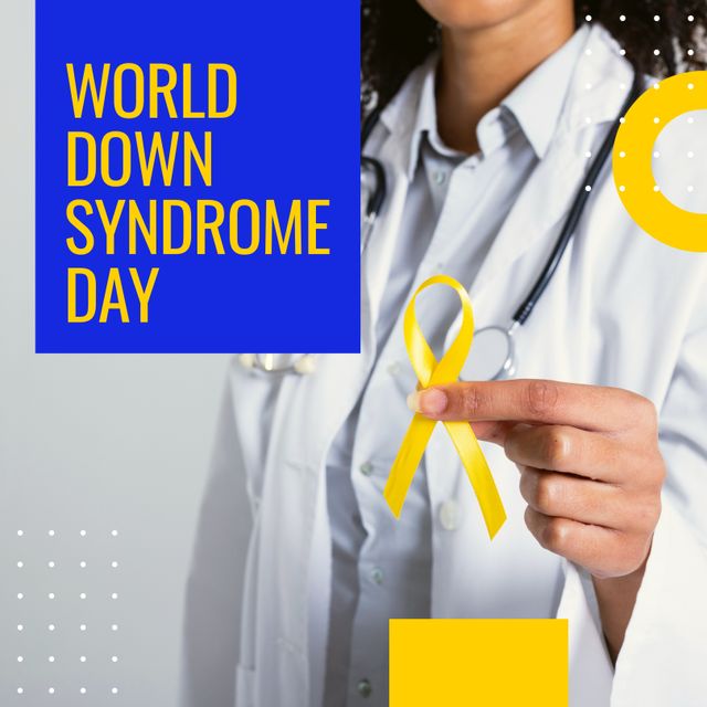 Doctor Holding Yellow Ribbon for World Down Syndrome Day Awareness - Download Free Stock Templates Pikwizard.com