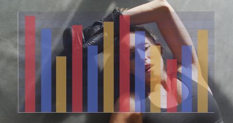 Woman with Boxing Gloves and Overlaid Bar Graph in Gym - Download Free Stock Images Pikwizard.com