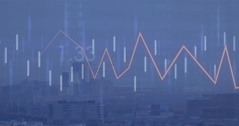 Cityscape with Digital Graphs Overlaid Representing Data Analysis - Download Free Stock Images Pikwizard.com