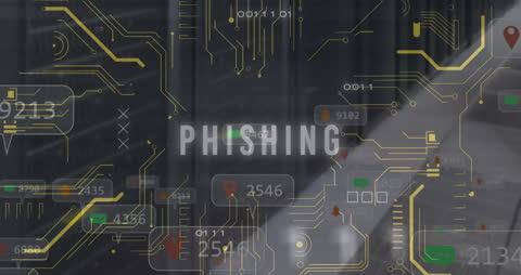 Phishing Concept with Circuit Board and Data Overlay