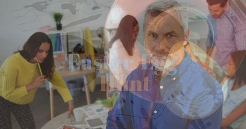 Professional meeting with easter festivity overlay