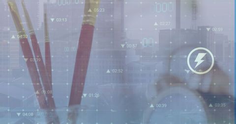 Futuristic Data Processing with Cityscape Overlay - Download Free Stock Images Pikwizard.com