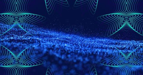 Digital Waveforms and Kaleidoscope Star Patterns in Blue - Download Free Stock Images Pikwizard.com