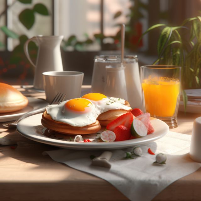Perfect for illustrating healthy morning meals, nutrition blogs, breakfast recipes, or lifestyle content. Ideal for use in food advertisements, menus, and cooking magazines.