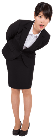 Transparent Image of Surprised Businesswoman in Formal Suit