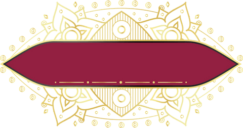 Ornate golden mandala motif frame with maroon banner transparent design