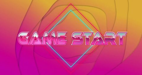 Futuristic game start neon text with gradient background