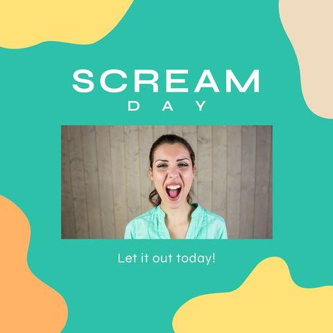 scream day inspirational visual with joyful woman - Download Free Stock Templates Pikwizard.com