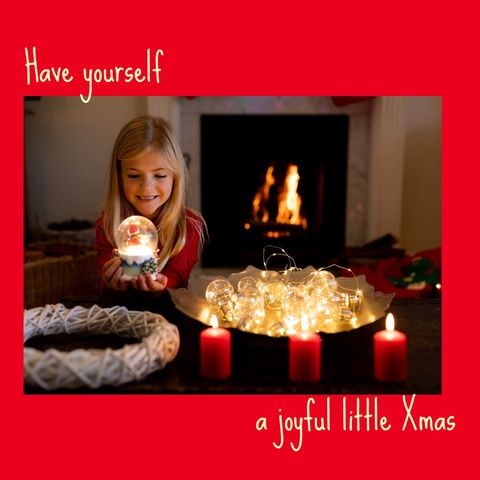 joyful christmas scene with girl and snow globe - Download Free Stock Templates Pikwizard.com