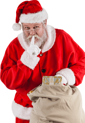 Transparent Santa Claus Secret Greeting with Gifts