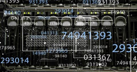 Digital Data Interface Over a Busy Server Room - Download Free Stock Images Pikwizard.com