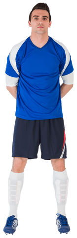 Transparent Football Player Standing Confidently in Blue Jersey - Download Free Stock Videos Pikwizard.com