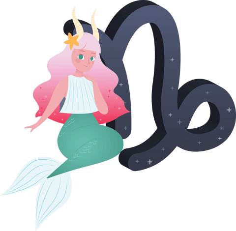 capricorn mermaid zodiac illustration on transparent background - Download Free Stock Videos Pikwizard.com