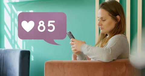 Woman Engaging on Smartphone with Social Media Interaction