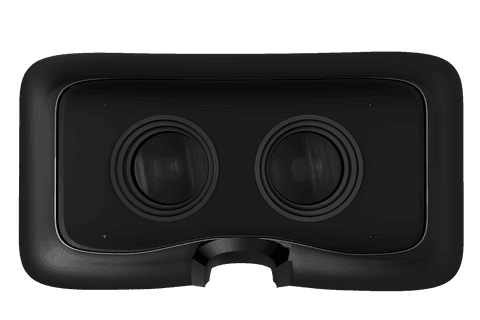 Transparent close-up view of vr headset lenses