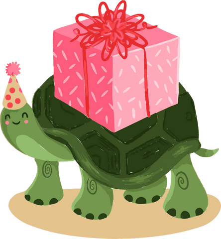 whimsical turtle balancing festive gift with polka-dot hat transparent - Download Free Stock Videos Pikwizard.com