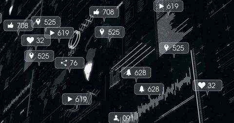 Digital Interface Social Media Notifications Over Data Globe - Download Free Stock Images Pikwizard.com