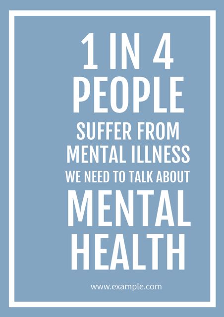 Mental Health Awareness Campaign Poster on Blue Background - Download Free Stock Templates Pikwizard.com