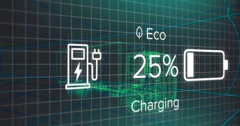 Electric Vehicle Charging Interface and 3D Model Overlay - Download Free Stock Images Pikwizard.com