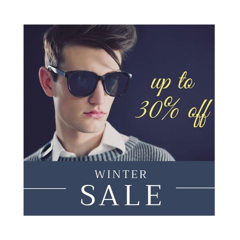 stylish winter sale promotion with man in sunglasses - Download Free Stock Templates Pikwizard.com